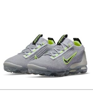 Nike Vapormax 2021 Flyknit Wolf Grey Volt Green DB1550-005 Kids 4Y  *NEW*
